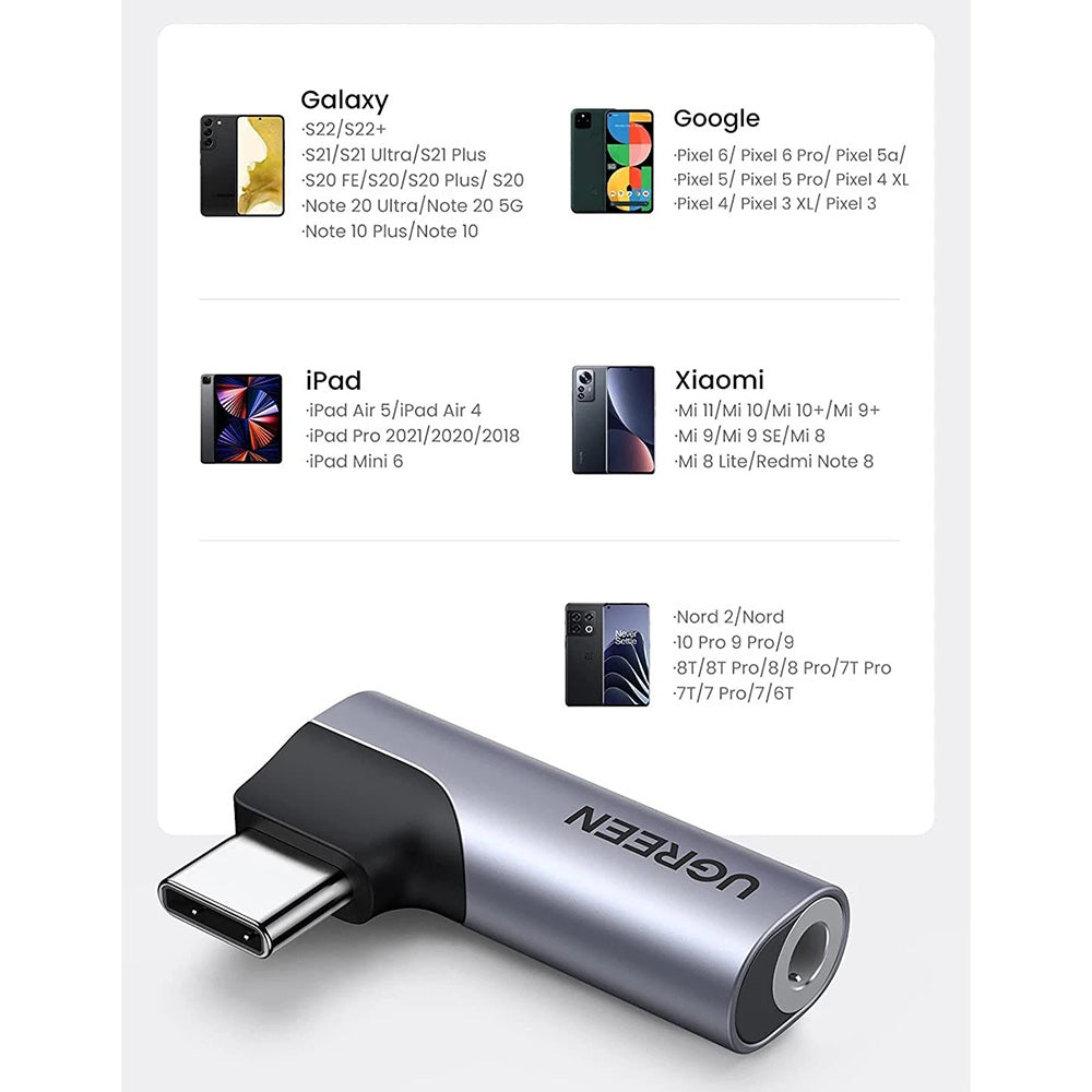 Audioadapter USB-C - 3.5mm UGREEN CM460 (20194) Winkelform, Grau