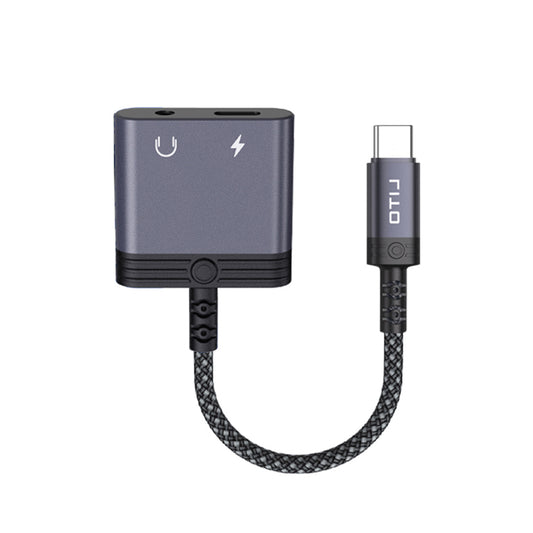 Audioadapter USB-C - USB-C / 3,5mm Lito LA04T, Schwarz