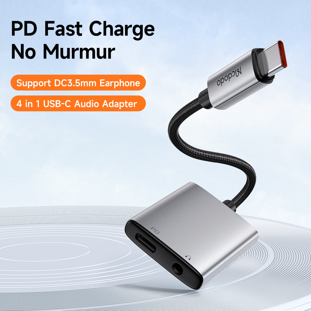Audioadapter USB-C - USB-C / 3,5mm McDodo CA-5050 Wales, Grau