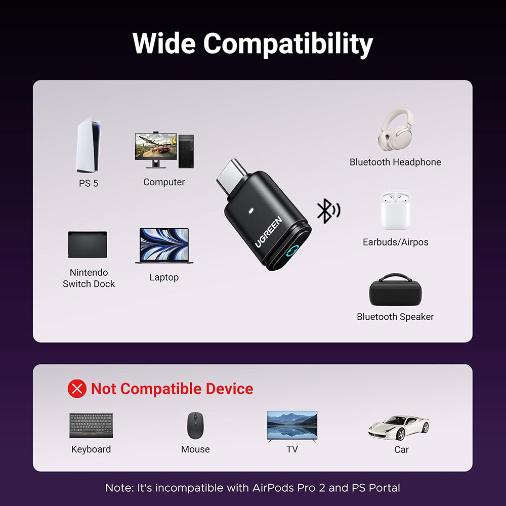 Bluetooth USB-C Adapter UGREEN BT501, Schwarz