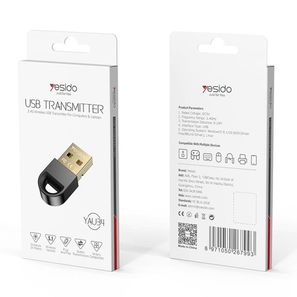 Bluetooth USB-Adapter Yesido YAU34, Schwarz