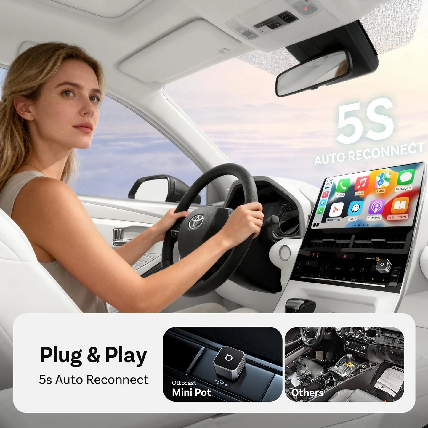Wireless Carplay / Android Auto Adapter Ottocast Mini Cube Style C für Apple iPhone / Android Series CP88-T3