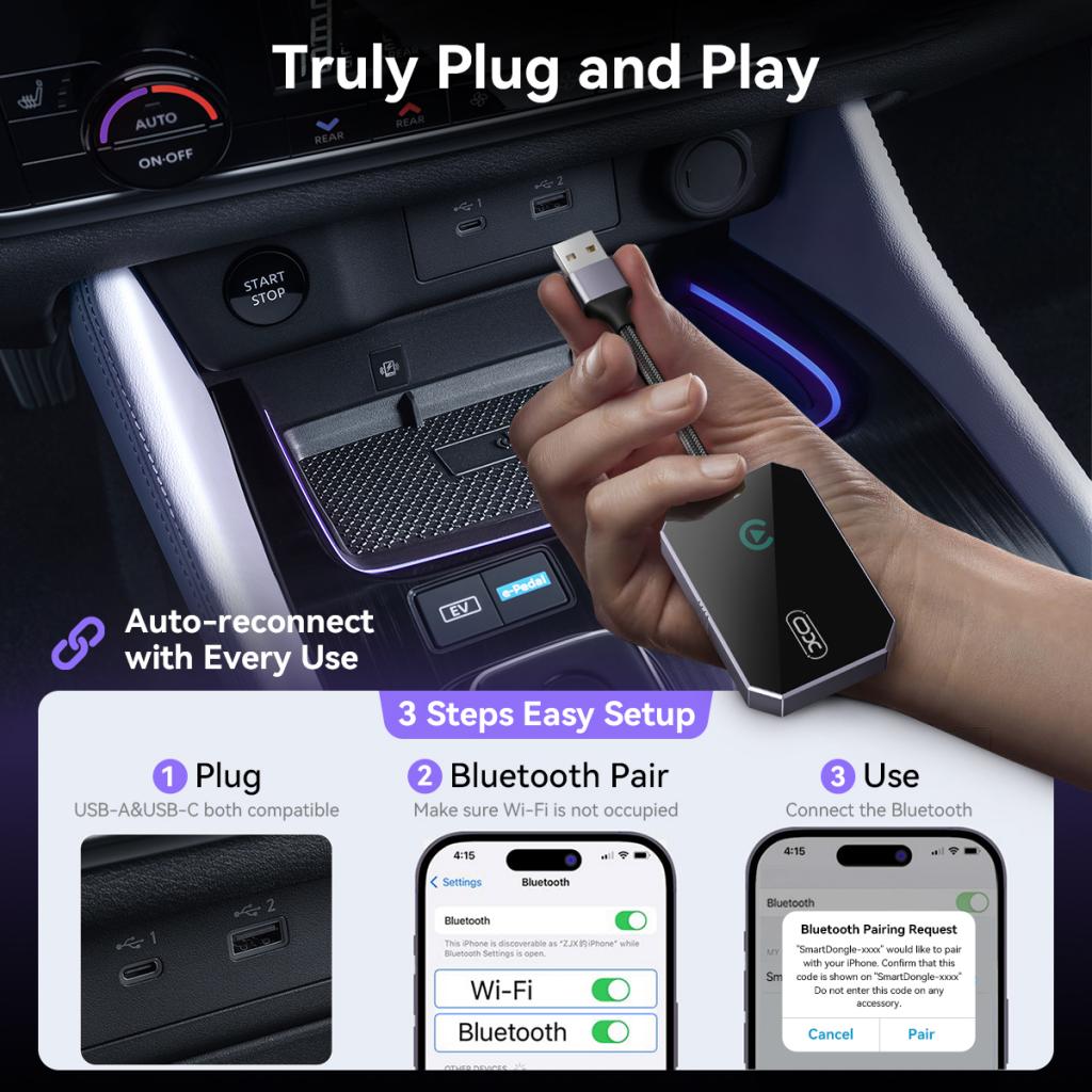 Wireless Carplay Adapter XO Design CZ016 für Apple iPhone Serie
