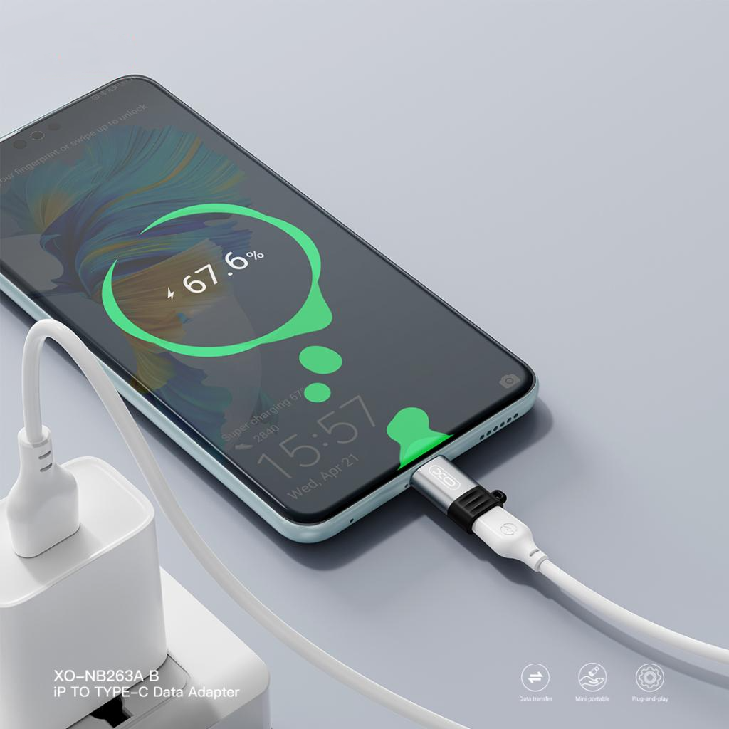 Daten- und Ladeadapter Lightning - USB-C XO Design NB263B, Schwarz