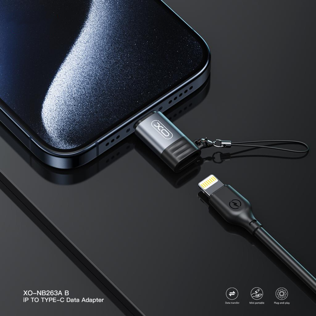 Daten- und Ladeadapter Lightning - USB-C XO Design NB263B, Schwarz