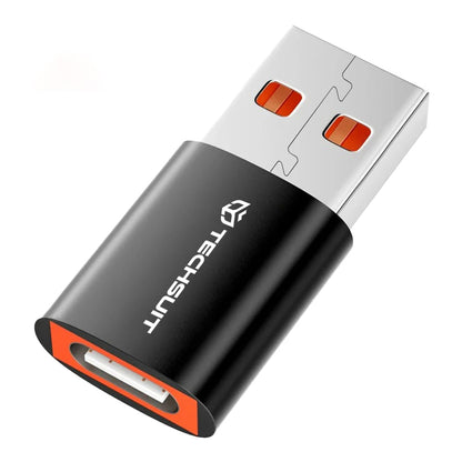 USB-C - USB-A Daten- und Ladeadapter Techsuit A5 HyperPort, Schwarz Orange