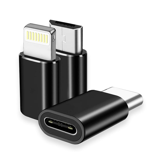 USB-C - Lightning / microUSB / USB-A Daten- und Ladeadapter Techsuit A19 TriFlashX 3in1, Schwarz