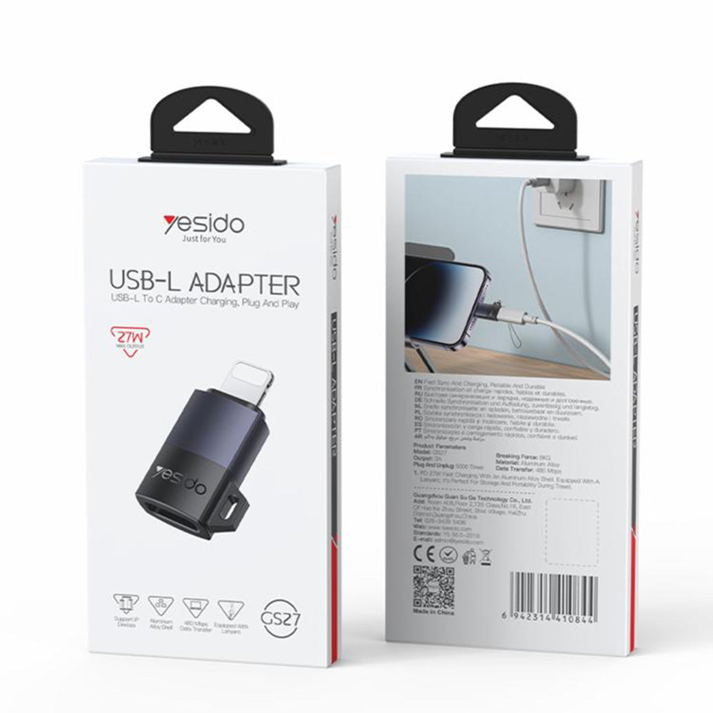 USB-C - Lightning Daten- und Ladeadapter Yesido GS27, Grau