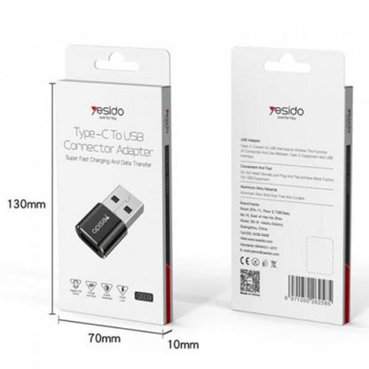 USB-C to USB-A Data and Charging Adapter Yesido GS09, Black