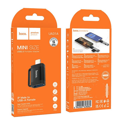 OTG Lightning - USB-A Adapter HOCO UA31A, Schwarz
