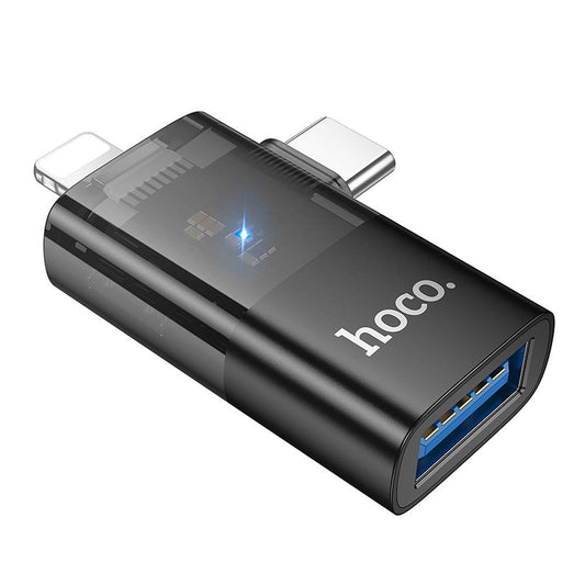 OTG-Adapter Lightning / USB-C - USB-A HOCO UA36E, Schwarz