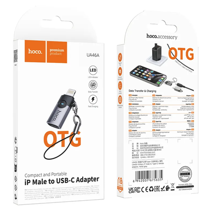 USB-C-Daten- und Ladeadapter - Lightning HOCO UA46A, Grau