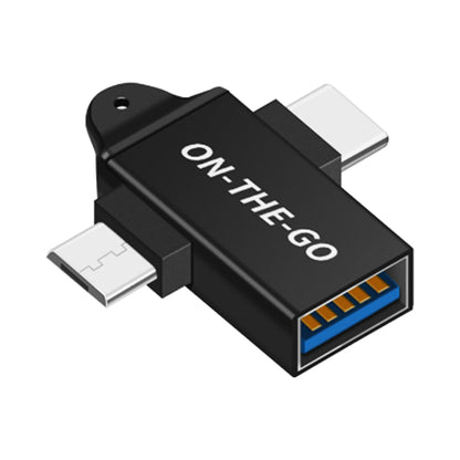 OTG-Adapter microUSB / USB-C - USB-A Techsuit A15 AluCoreX, Schwarz