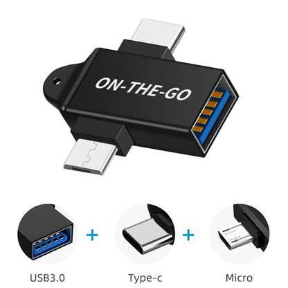 OTG-Adapter microUSB / USB-C - USB-A Techsuit A15 AluCoreX, Schwarz