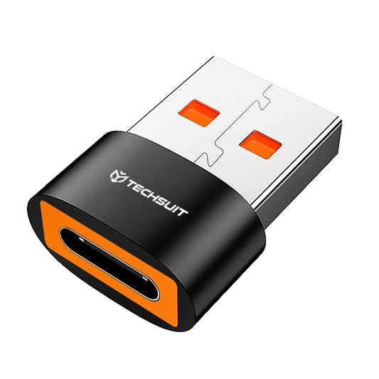 USB-C - USB-A Daten- und Ladeadapter Techsuit A4 HyperPort, Schwarz Orange