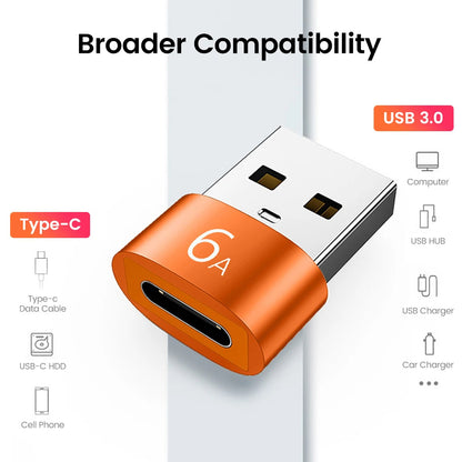 USB-C - USB-A Daten- und Ladeadapter Techsuit A4 HyperPort, Schwarz Orange