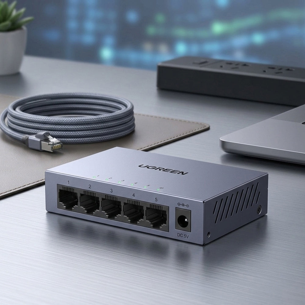 UGREEN CM933 Netzwerkswitch (65956EU), 5 x RJ45, Schwarz