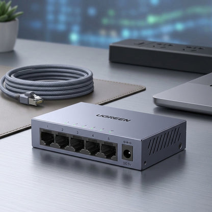 UGREEN CM933 Netzwerkswitch (65956EU), 5 x RJ45, Schwarz