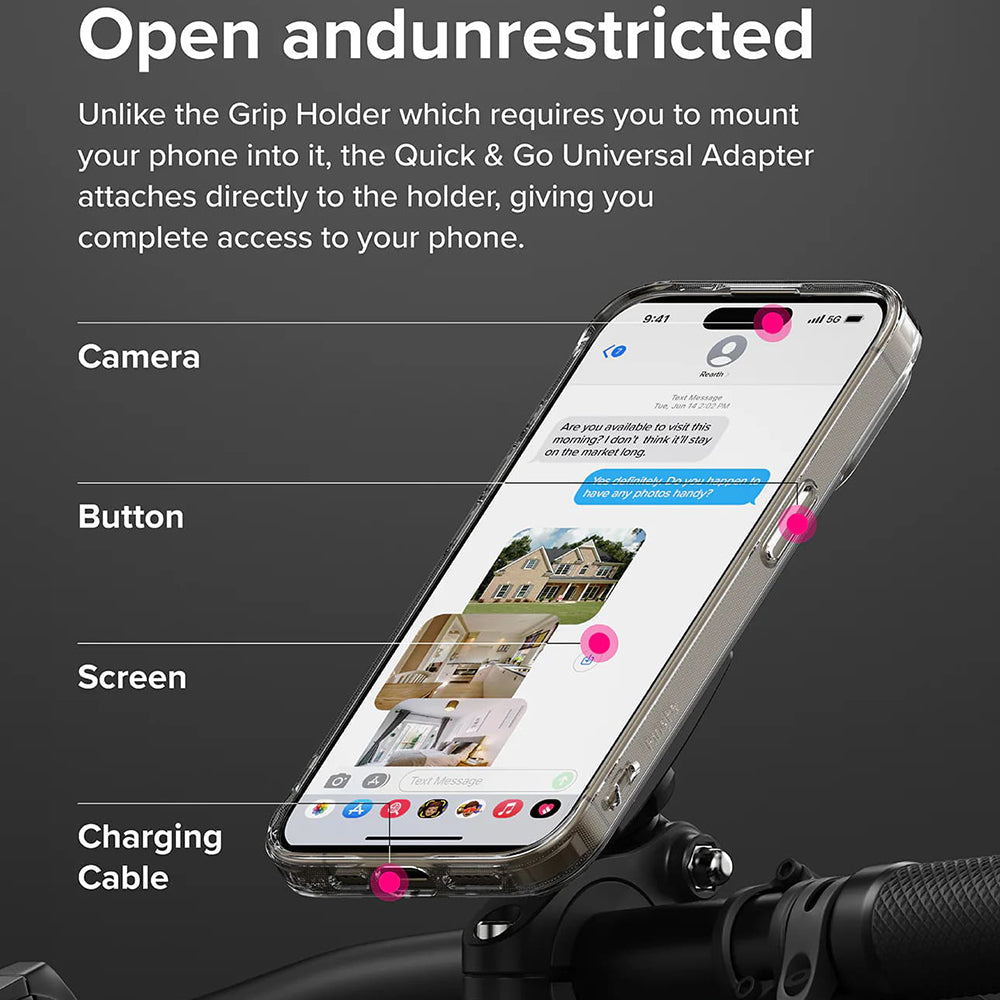 Telefonadapter Ringke Quick & Go für Fahrradhalterung, Set 2 Stück, Schwarz