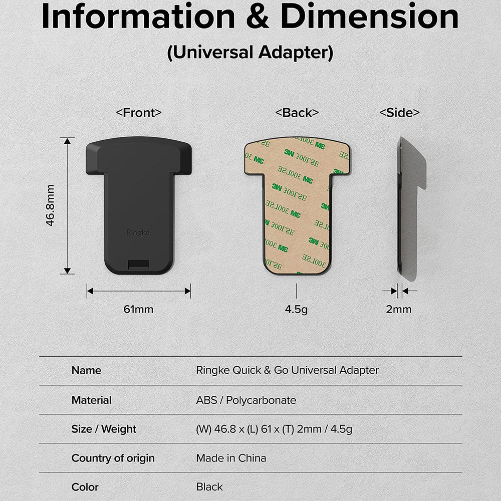 Telefonadapter Ringke Quick & Go für Fahrradhalterung, Set 2 Stück, Schwarz