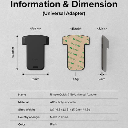 Telefonadapter Ringke Quick & Go für Fahrradhalterung, Set 2 Stück, Schwarz