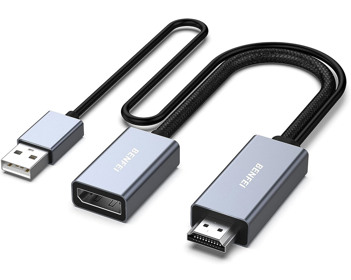 Benfei Videoadapter, HDMI - DisplayPort / USB, 4K, Grau