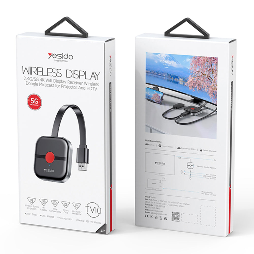 Yesido TV10 5G Wireless Multimedia Adapter, Schwarz