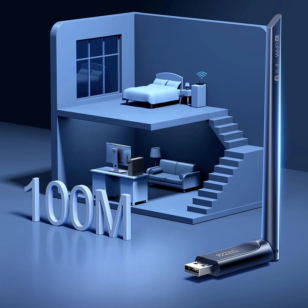 Wireless Adapter UGREEN AX900 (75109), Dualband, Wi-Fi 6, 600Mbps, Schwarz