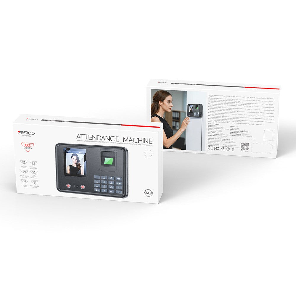 Biometrische Zeiterfassungsgerät Yesido KM30, Schwarz