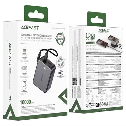 Externer Akku Acefast M28, 10000mAh, 22.5W, QC + PD, 1 x USB-A - 2 x USB-C, Schwarz