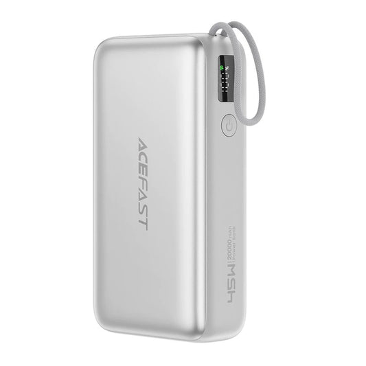 Externer Akku Acefast M34, 20000mAh, 45W, QC + PD, 1 x USB-A - 2 x USB-C, Silber