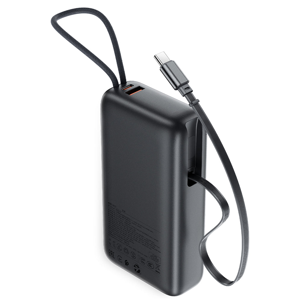 Externer Akku Acefast M34, 20000mAh, 45W, QC + PD, 1 x USB-A - 2 x USB-C, Grau