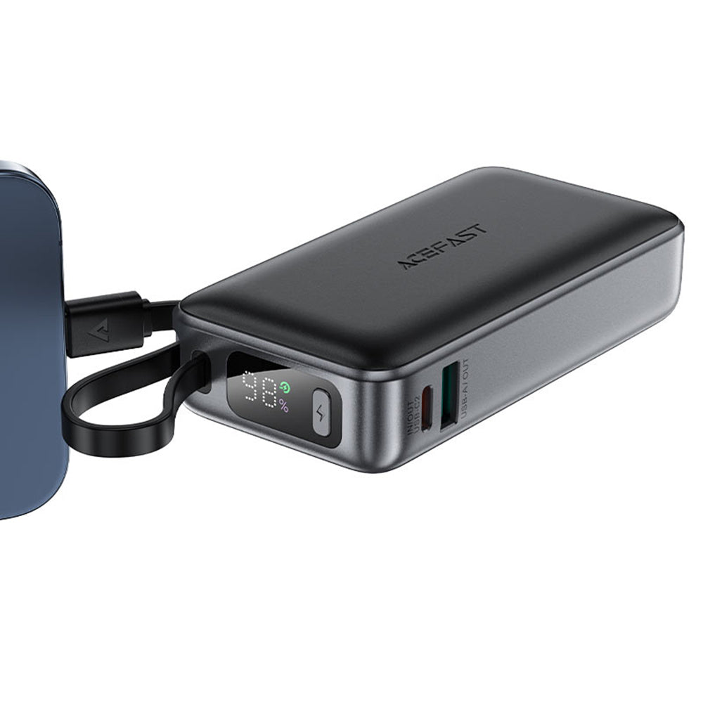 Externer Akku Acefast M7, 10000mAh, 30W, QC + PD, 1 x USB-A - 2 x USB-C, Schwarz