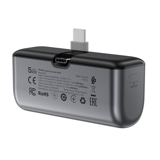 Acefast M9 Externe Batterie, 5000mAh, 20W, PD, 2 x USB-C, Schwarz