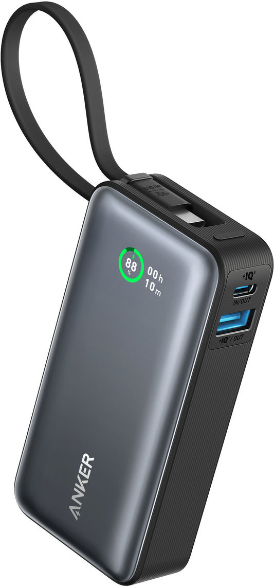 Anker Nano Externe Batterie, 10000mAh, 30W, QC + PD, 1 x USB-A - 2 x USB-C, Schwarz A1259G11