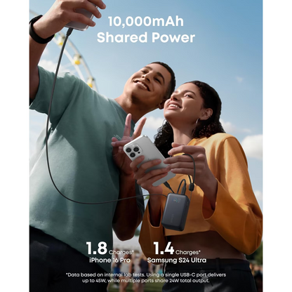 Externer Akku Anker Nano, 10000mAh, 45W, QC + PD, 1 x USB-A - 1 x USB-C, Schwarz A1638H11
