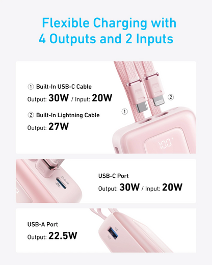 Anker Zolo Power Bank, 20000mAh, 30W, QC + PD, 1 x Lightning - 1 x USB-A - 2 x USB-C, Black A1681012
