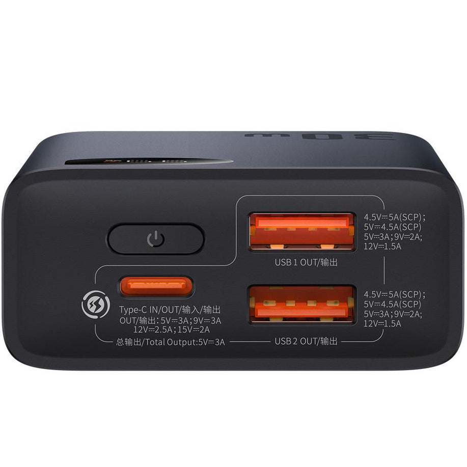 Externer Akku Baseus Adaman2, 10000mAh, 30W, QC + PD, 1 x USB-C - 2 x USB-A, Schwarz PPAD040101
