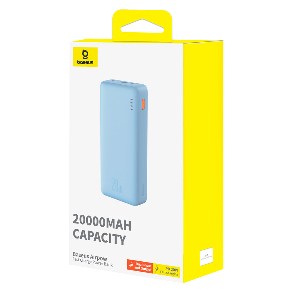 Externer Akku Baseus Airpow, 20000mAh, 20W, QC + PD, 1 x USB-A - 1 x USB-C, Blau P10022804313-00