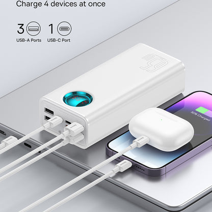 Externer Akku Baseus Amblight Digital Display, 26800mAh, 65W, QC + PD, 1 x USB-C - 4 x USB-A, Weiß P10022402223-00