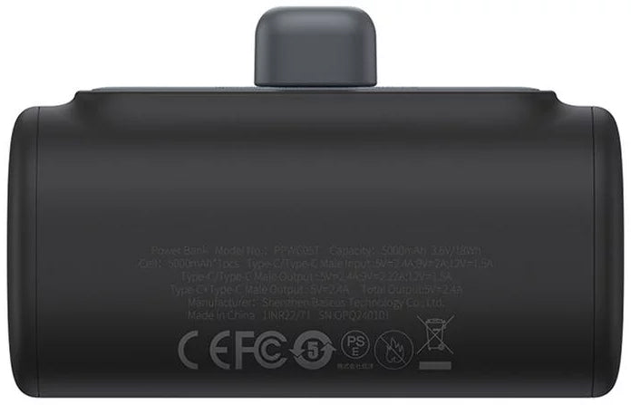 Externer Akku Baseus Compact, 5000mAh, 20W, PD, 1 x Lightning - 1 x USB-C, Schwarz P10068307113-00