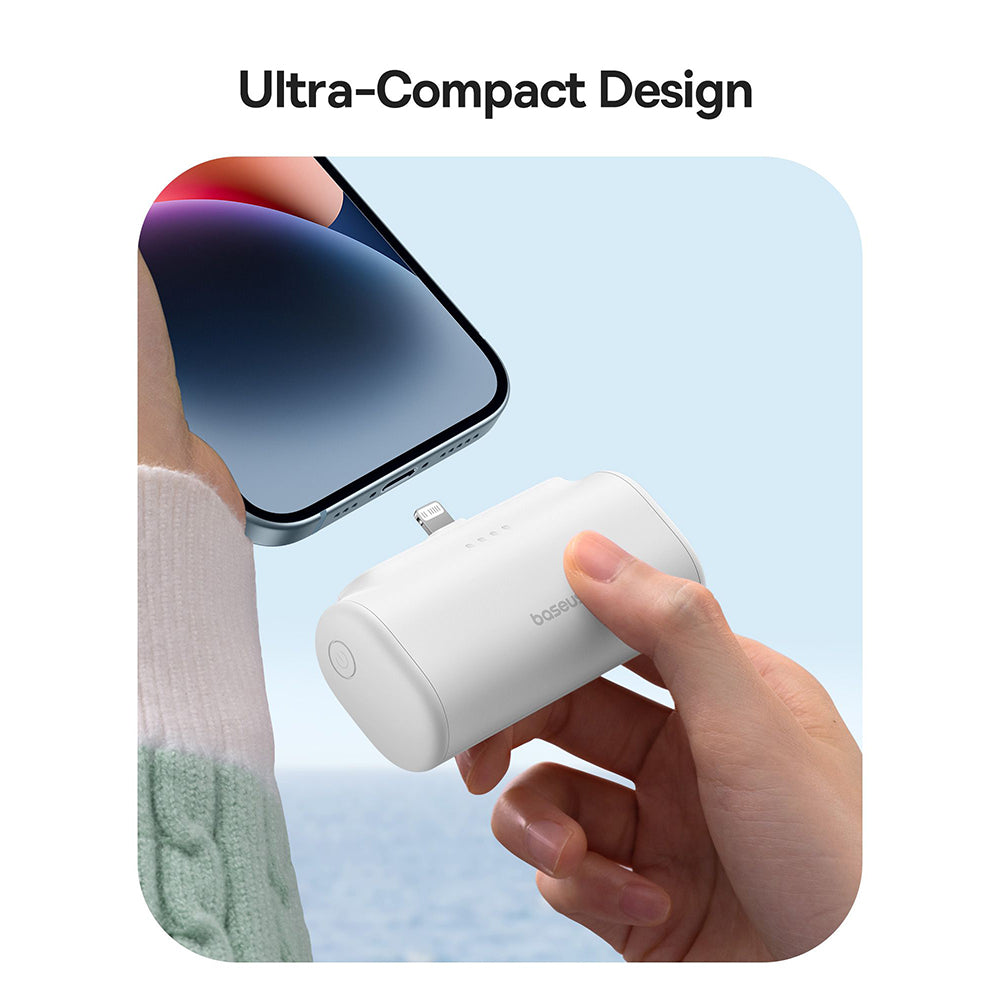 Externer Akku Baseus Compact, 5000mAh, 20W, PD, 1 x Lightning - 1 x USB-C, Weiß P10068307213-00