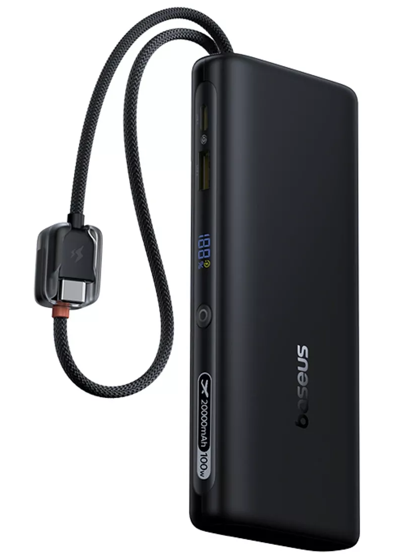 Externer Akku Baseus EnerFill FC41, 20000mAh, 100W, QC + PD, 1 x USB-A - 3 x USB-C, Schwarz E0028N03