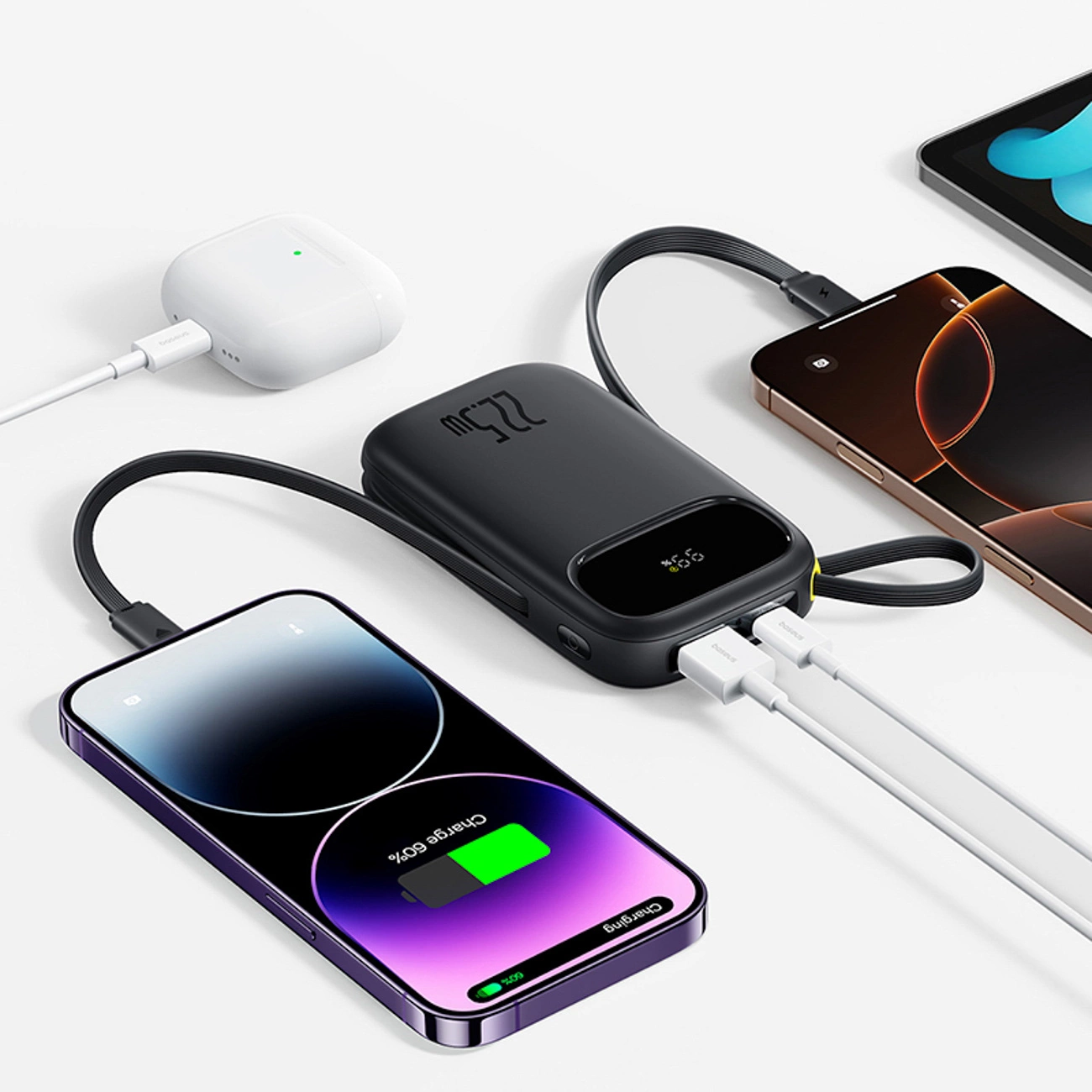 Externer Akku Baseus EnerFill FC31, 10000mAh, 22.5W, QC + PD, 1 x Lightning - 1 x USB-A - 2 x USB-C, Schwarz