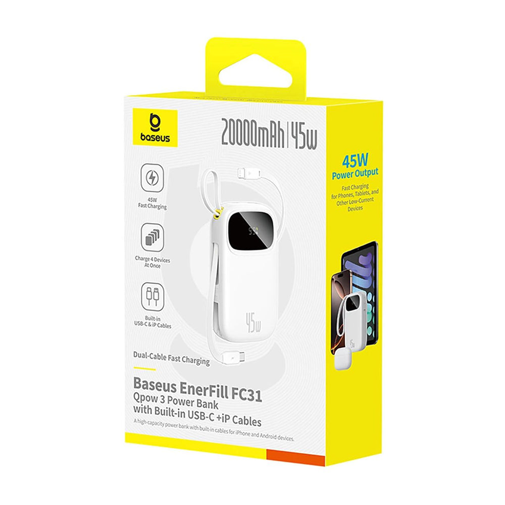 Externer Akku Baseus EnerFill FC31 Qpow 3, 10000mAh, 45W, QC + PD, 1 x Lightning - 1 x USB-A - 2 x USB-C, Lila E0028C02