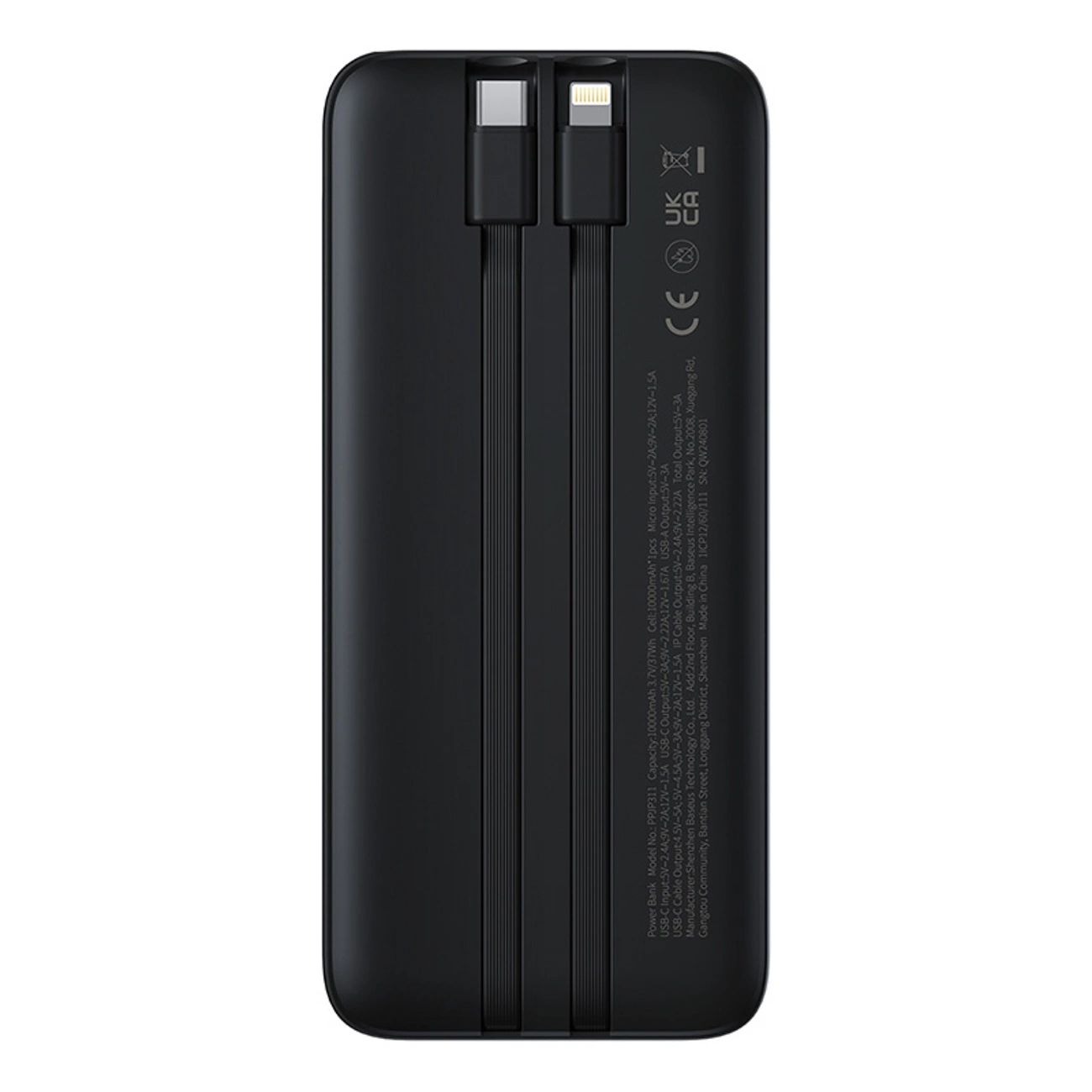 Externer Akku Baseus Lipow, 10000mAh, 22.5W, QC + PD, 1 x Lightning - 1 x USB-A - 2 x USB-C, Schwarz P10079101123-00