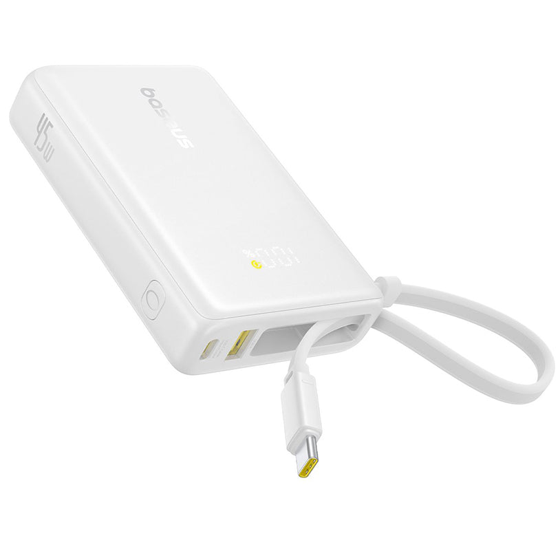 Externer Akku Baseus PicoGo, 10000mAh, 45W, QC + PD, 1 x USB-A - 2 x USB-C, Weiß P10076803213-00