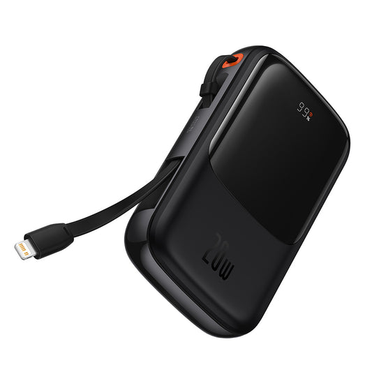 Externer Akku Baseus Qpow Pro, 20000mAh, 20W, QC + PD, 1 x Lightning - 1 x USB-A - 1 x USB-C, Schwarz PPQD040001