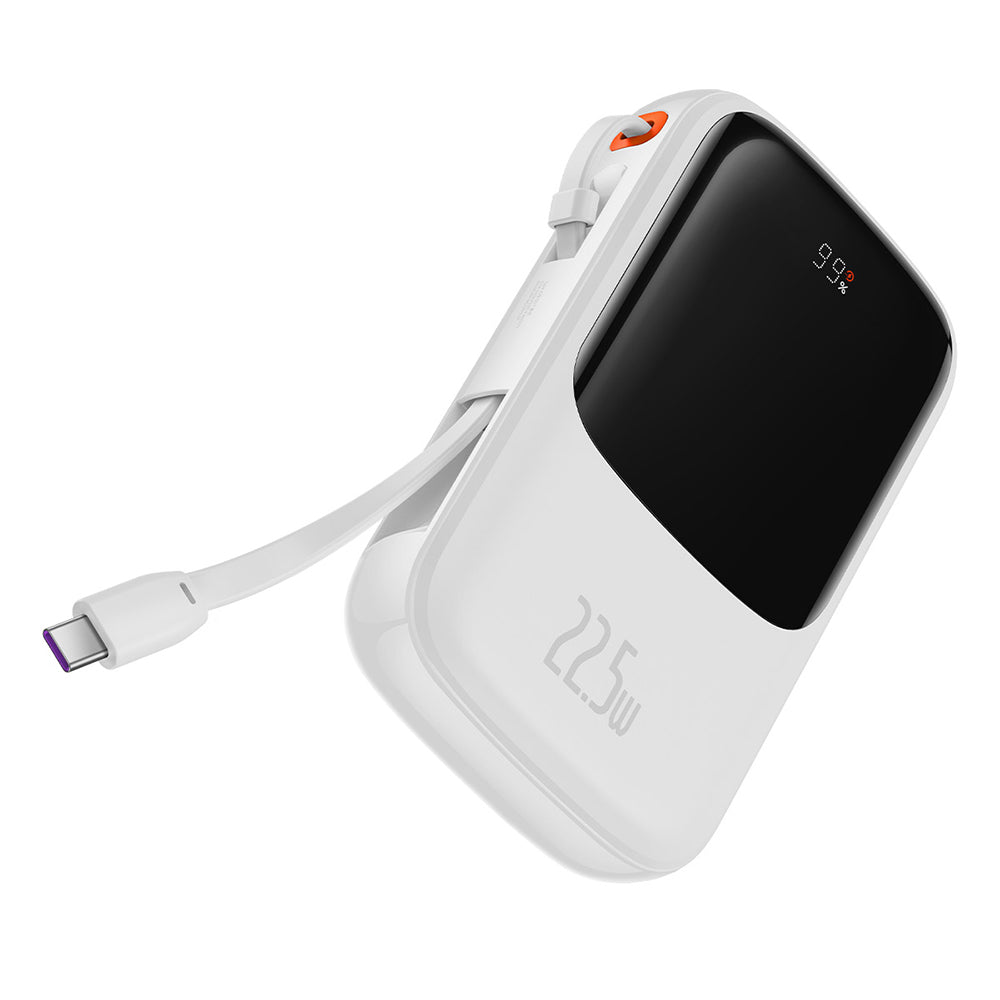 Externer Akku Baseus Qpow Pro, 10000mAh, 22.5W, QC + PD, 1 x USB-A - 2 x USB-C, Weiß PPQD020102