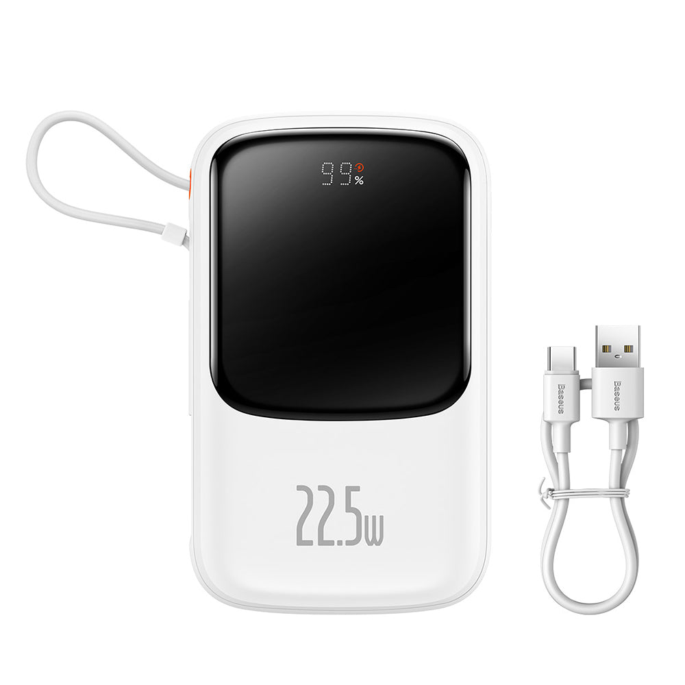 Externer Akku Baseus Qpow Pro, 10000mAh, 22.5W, QC + PD, 1 x USB-A - 2 x USB-C, Weiß PPQD020102
